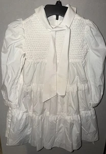 Vintage Mädchen Polly Flinders weißes Kleid handgesmokt Größe 7 70er - Bild 1 von 9