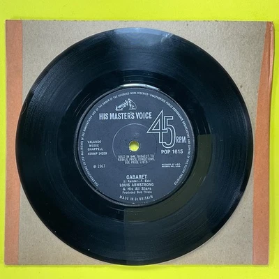 Louis Armstrong, What a Wonderful World/Cabaret 7’ Vinyl Single Record - Image 1 of 2