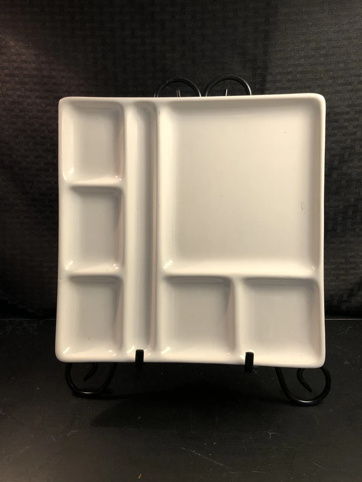 (Set of Two) Crate & Barrel Square White Fondue /Sushi Plates  9” NEW - Image 1 of 4