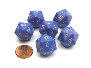 Speckled 20 Sided D20 Chessex Dice, 6 Pieces - Silver Tetra - Picture 1 of 1