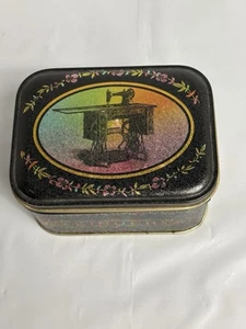 Vtg Style Singer Sowing Machine Black Metal Tin Storage Box Bristol Ware - Picture 1 of 10