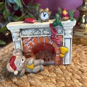 Topo natalizio vintage 1987 con camino portacandele - notte prima di Natale - Foto 1 di 6