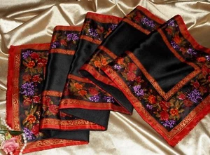Silk Wool Muffler Scarf Black Red Wool Lined Silk Muffler Scarf m/i Japan USA - Picture 1 of 6