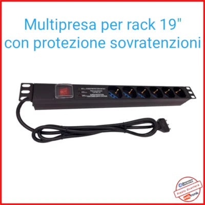 Multipresa con Interruttore per Rack 19'' 6 Posti con Interruttore Ciabatta cat6 - Immagine 1 di 2