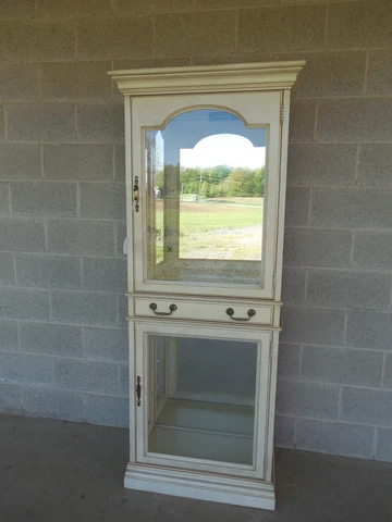 JASPER CABINET Hollywood Regency Paint Decorated 2 Door Lighted Curio Cabinet Cover