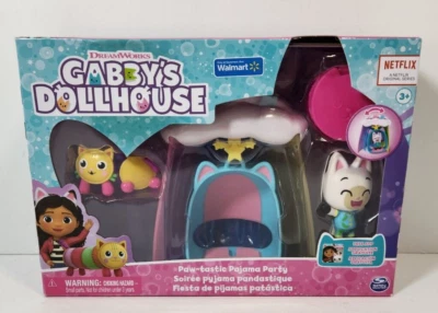 Casa de Muñecas Gabby's PAW-TASTIC PIJAMA FIESTA Patas de Pandy Almohada Gato Figuras Columpio Foto 1 de 4