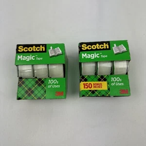 2X 3M Scotch Magic Tape 3 Rolls per Pack 150 Bonus Inches - Picture 1 of 3