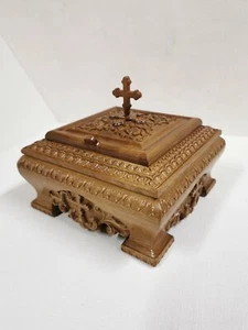 Reliquary Box Orthodox Christian Carved Wooden Handcarved 7.87" - Picture 1 of 6