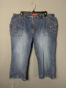 Vintage 90s/Y2K ZANA-DI Womens Size 20 Blue Denim Capri Jeans (38" Waist) - Picture 1 of 5