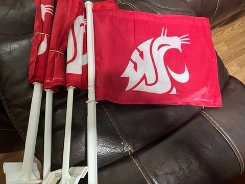 Washington State Cougars 11X14 Window Mount 2-Sided Car Flag LOT OF 4! Cover