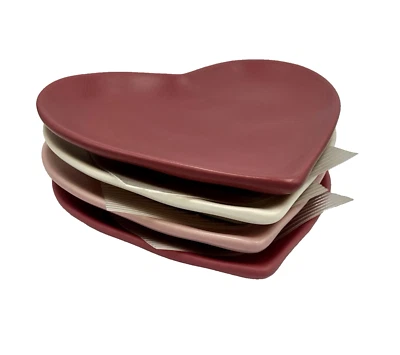 Juego de 4 Platos Corazón Barbara Eigen Portugal Cerámica Rosa Rojo Decoración Foto 1 de 4