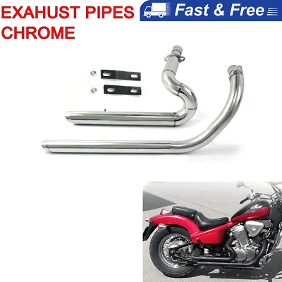 Exhaust Pipes System Chrome For Honda Shadow Steed 600 VLX600 VT600 VLX400 US Foto 1 de 4