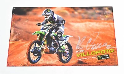 TARJETA FOTOGRÁFICA AUTOGRAFIADA FIRMADA POR RYAN VILLOPOTO MONSTRUO ENERGY KAWASAKI 11 X 7 Foto 1 de 2