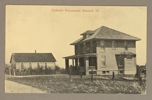 Postal Durand IL Rectoría Católica e Iglesia Illinois publicada 1912 - Imagen 1 de 2