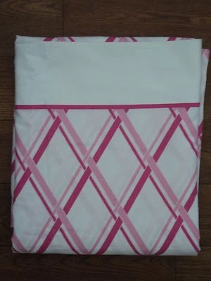 TOMMY HILFIGER Pamela pink white Lattice Plaid Flat Sheet Twin Size NEW - Image 1 of 3