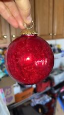 Vintage Red Mercury Crackle Glass Christmas Ornament Kugel Style Ornaments Heavy