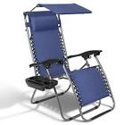 Heavy Duty Reclining Folding Zero Gravity Chair Outdoor Garden Beach With Canopy