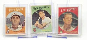 3 Card Lot 1959 Topps  Jerry Lynch # 97  Dick Gernet # 13  J. W. Porter # 246