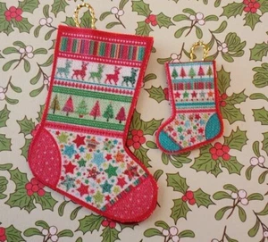 Fabric STOCKING scandi 1:12th or 1:24th scale dolls house christmas xmas UHA8 - Picture 1 of 3