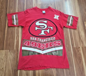 Vintage Salem San Francisco 49ers All Over Double Sided T Shirt Medium NFL - Picture 1 of 15
