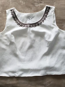 Coldwater Creek Embroidered Linen Blend Sleeveless Ivory Top Size 22W - Picture 1 of 9