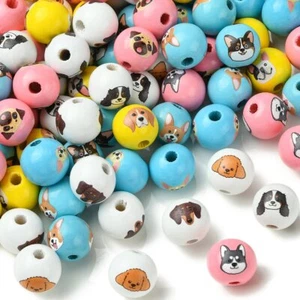 100x  Wooden Dog Corgi Collie Loose Spacer Beads for DIY Jewelry Making Making - Picture 1 of 6