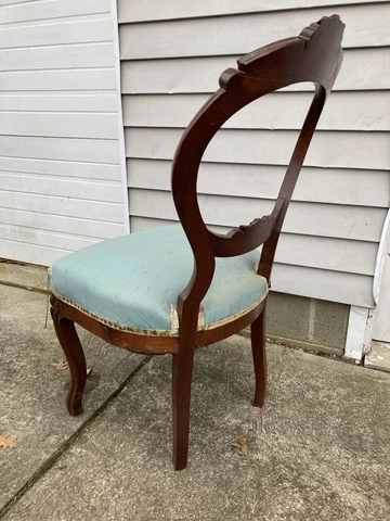 Antique Ladies Mahogany Victorian Carved Balloon Back Parlor Side Chair Cover