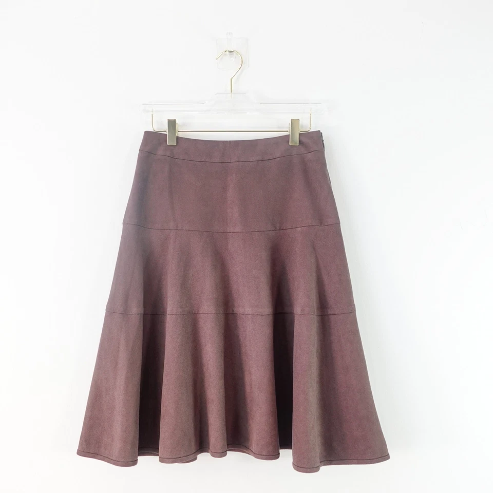 Lanvin 麂皮绒皮裙 38 XS 棕色法国 A 字喇叭学院风喇叭日本 — 第 1/4 张图片