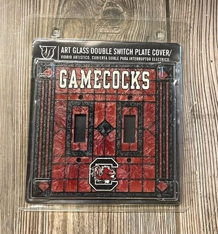 Brand New South Carolina Gamecocks Premium Art Glass Double Switch Plate Cover Cover