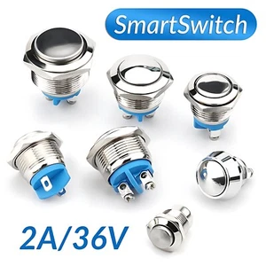 SmartSwitch 12V/24V 7-19mm Steel LED Illuminated ON/OFF POWER Button Switch IP67 - Picture 1 of 30