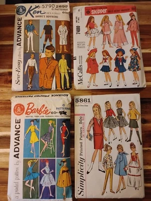 Roupas de boneca Barbie Ken Skipper vintage vintage simplicidade McCalls padrões avançados - Imagem 1 de 4