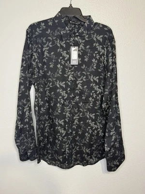 Travis Matthews Long Sleeve Shirt Button Up Mens Large Cotton Black Printed - Image 1 of 4