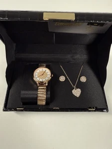 Sutton Rose Women's Stretch Crystal Watch, Earrings, Necklace, Purse 78/9015RGRG - Picture 1 of 10