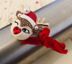 Authentic Betsey Johnson Bracelet - Rudolph Hinged Bracelet, Rhinestones,  NWT - Picture 1 of 13