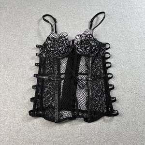 Victorias Secret Bustier Women 34B Black Lace Fishnet Corset Top Lingerie Cutout - Picture 1 of 9