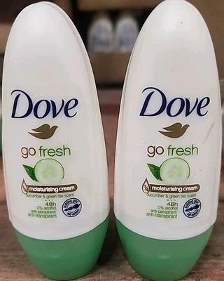 2 Dove Go Fresh Cucumber 48H Sweat Odor Protection Roll-On Deodorant 50ml 2pk - Image 1 of 2