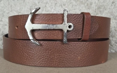 Vineyard Vines Boathouse Cuero Marrón Cinturón Anclaje Hebilla Talla 36 Foto 1 de 4