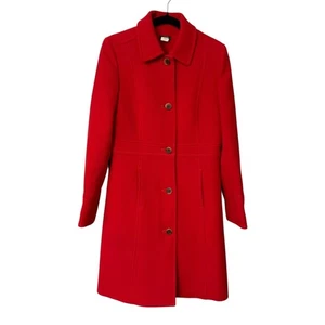 J.Crew Damen Tagesmantel rot Wollmischung Thinsulate gefüttert lange Winterjacke Gr. 10 - Bild 1 von 8