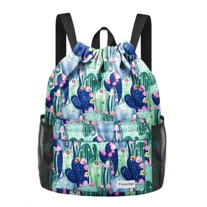 Waterproof Drawstring Backpack Sports Gym Sackpack with Mesh Pocket String Ci... - Picture 1 of 7
