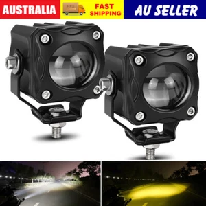 2X Motorcycle LED Spot Light Headlight Hi/Lo Car Driving Fog Lamp White Yellow - Picture 1 of 12