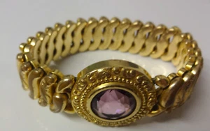 Antique American Queen  Pitman & Keeler Amethyst Stone Gold Filled Bracelet - Picture 1 of 5