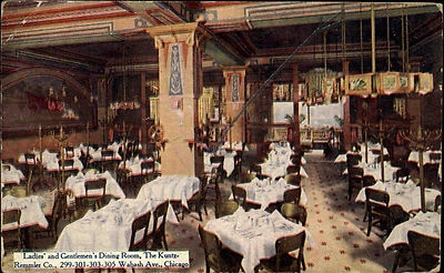 Chicago Amerika USA Illinois AK 1909 Dining Room Kuntz Remmler Lokal Restaurant - Bild 1 von 2