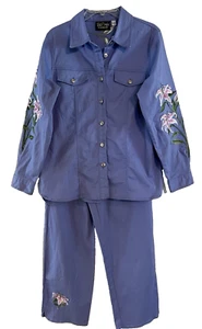 Bob Mackie Wearable Art Pant and Jacket Set Lillies - Unique Designer Ensemble - Picture 1 of 8