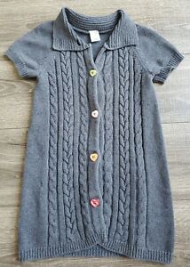 Cardigan Gymboree Sweater Dress Gray Short Sleeve Cotton S (5-6)