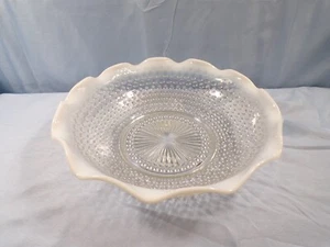 Anchor Hocking Opalescent Glass Moonstone Hobnail Vegetable Serving Salad Bowl - Picture 1 of 6