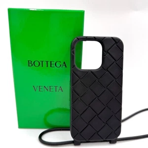 Coque téléphone BOTTEGA VENETA iPhone 13 Pro 14 Pro caoutchouc Intrecciato noir 760 - Photo 1 sur 8