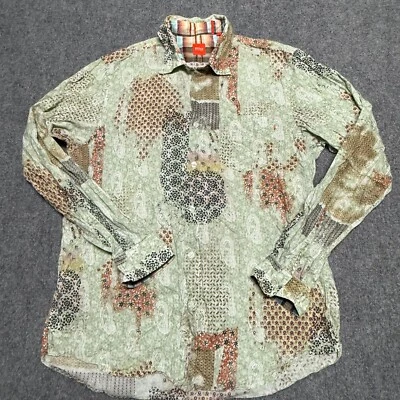 Hugo Boss Shirt Mens L Floral Paisley Patchwork Boho Abstract Hippie Festival - Image 1 of 4
