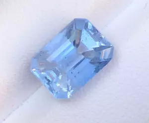 Pietra preziosa sfusa blu acquamarina taglio smeraldo naturale 4,40 carati dal Pakistan - Foto 1 di 12