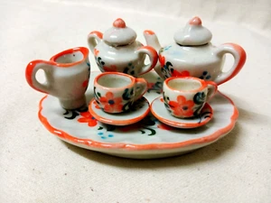 Miniature Tea Sets Coffee Cup Jar Ceramic Dollhouse Collectible Orange Souvenir - Picture 1 of 9