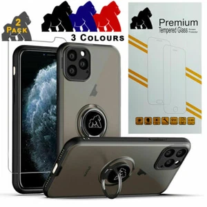 For iPhone 15 Pro, 14, 13, 12, 11,XR,X, 7/8  Ring Case + Glass Screen Protector - Picture 1 of 17